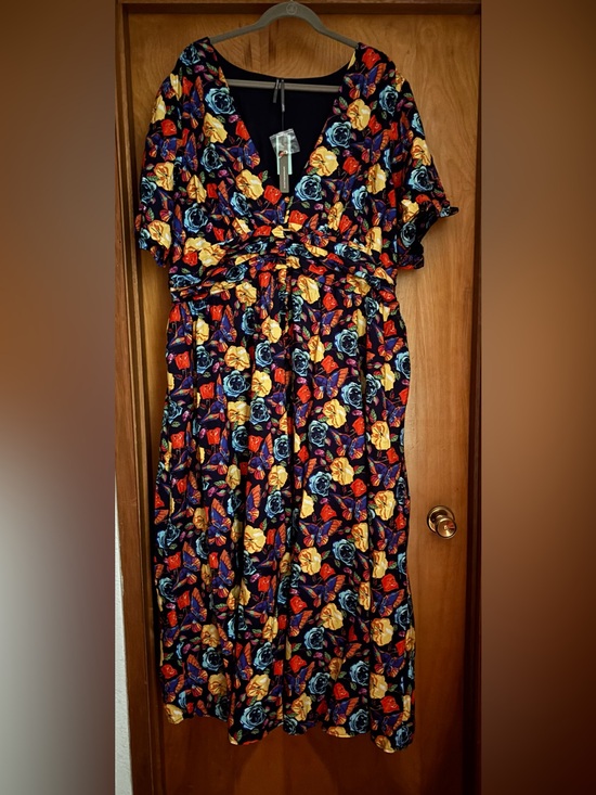 Anthropologie Dresses & Skirts - Anthropologie Katerina Button Front Navy Floral with Multicolor Roses